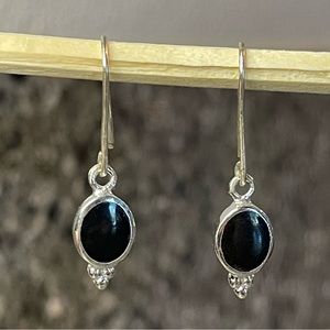 Sterling Silver Earrings with Black Stone